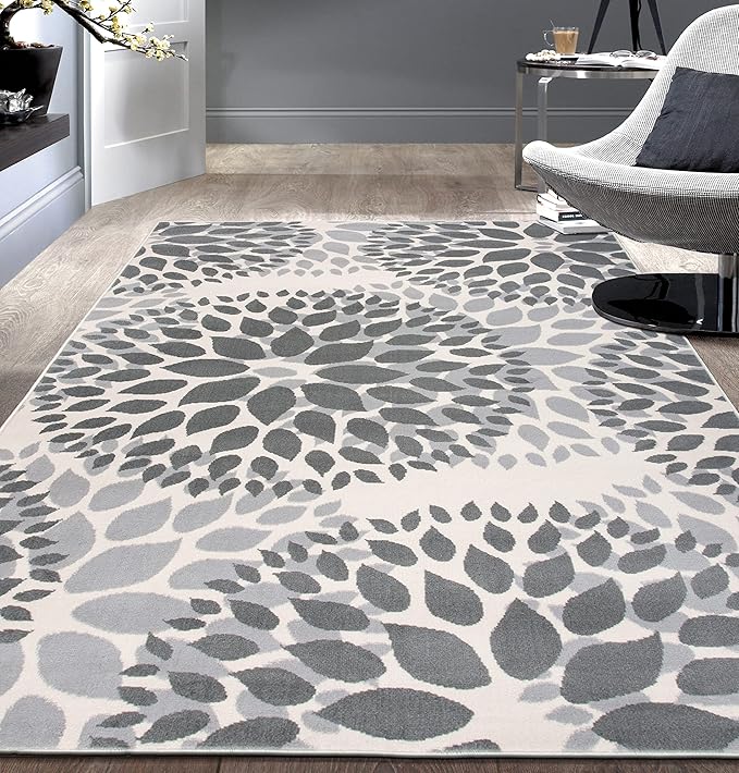 Rugshop Modern Floral Circles Design for Living Room,Bedroom,Home Office,Kitchen Non Shedding Area Rug 10' x 14' Gray