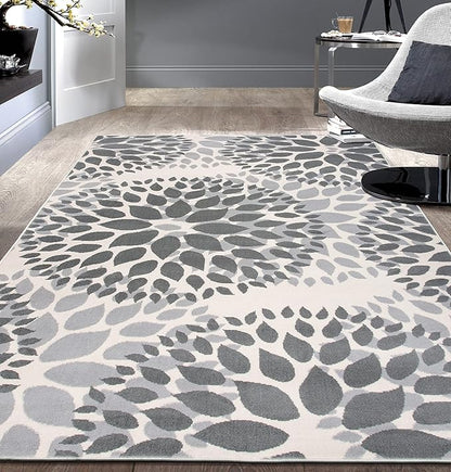 Rugshop Modern Floral Circles Design for Living Room,Bedroom,Home Office,Kitchen Non Shedding Area Rug 10' x 14' Gray