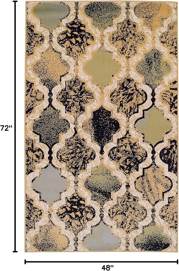 Superior Indoor Small Area Rug, Jute Backed, Perfect for Living/Dining Room, Bedroom, Office, Kitchen, Entryway, Modern Geometric Trellis Floor Decor, Viking Collection 4' x 6' - Multi-Colored