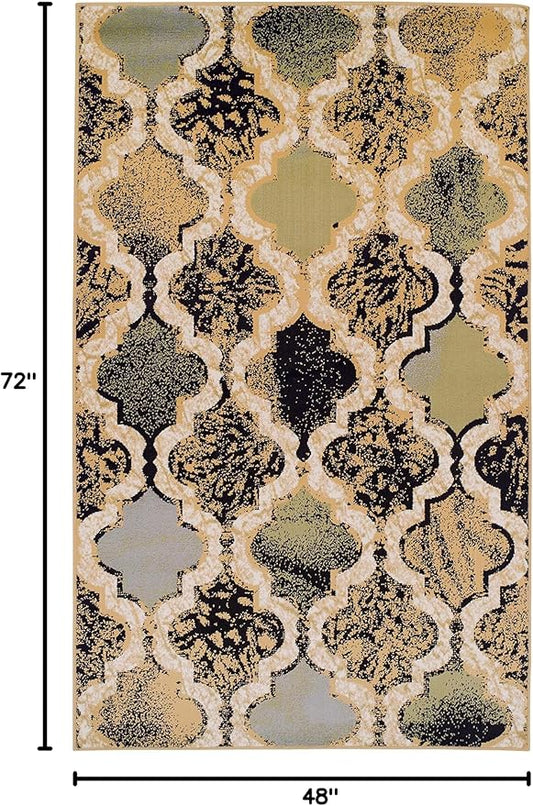 Superior Indoor Small Area Rug, Jute Backed, Perfect for Living/Dining Room, Bedroom, Office, Kitchen, Entryway, Modern Geometric Trellis Floor Decor, Viking Collection 4' x 6' - Multi-Colored