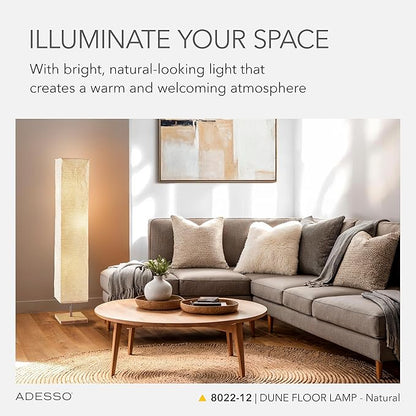 Adesso Three Light Floor Lamp – Natural Wood Base & Adjustable Brightness – Perfect Lighting for Bedroom, Living Room and Corner Decor, Beige