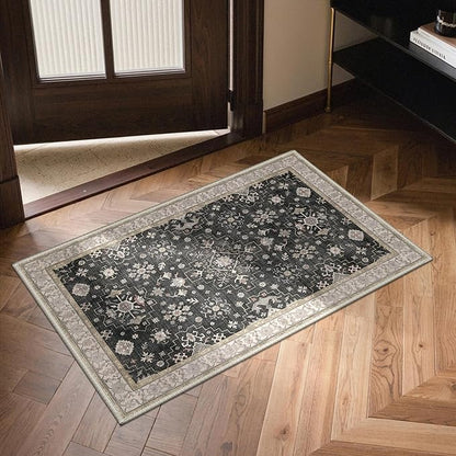 GENIMO 2x3 Washable Entry Rug,Small Rugs for Entryway Kitchen Bathroom Door Mat Indoor Entrance, Non Slip Rubber Backing, Stain & Fade Resistant,Black