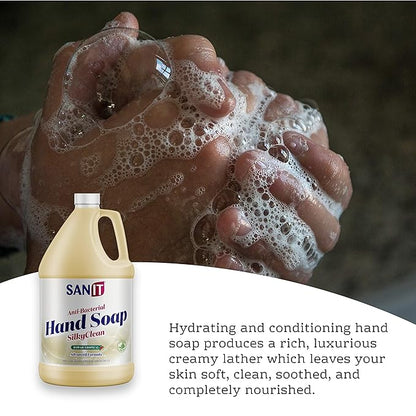 Sanit Silky Clean Antibacterial Liquid Gel Hand Soap Refill - Advanced Formula with Coconut Oil and Aloe Vera - All-Natural Moisturizing Hand Wash - Made in USA, Hawaii Tropical, 1 Gallon