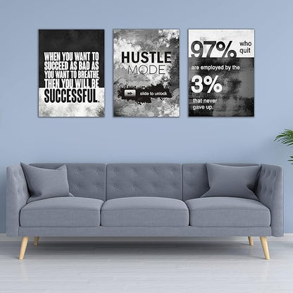 Motivational Painting Wall Art 3 Pieces Canvas Print Success Wall Art for Home Office Living Room Leader Canvas Quotes Inspirational Positive Poster Framed Motivation Artwork [36''Wx 16''H]
