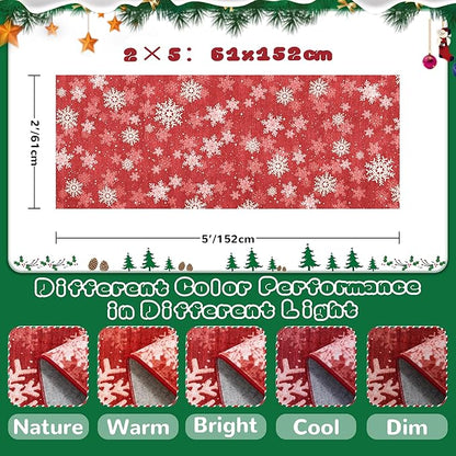 2x5 Christmas Runner Rug for Kitchen, Snowflake Rugs for Bathroom, Washable Hallway Runner with Non-Slip Backing, Soft Red and White Christmas Decor Indoor(2'x5', Red/White)