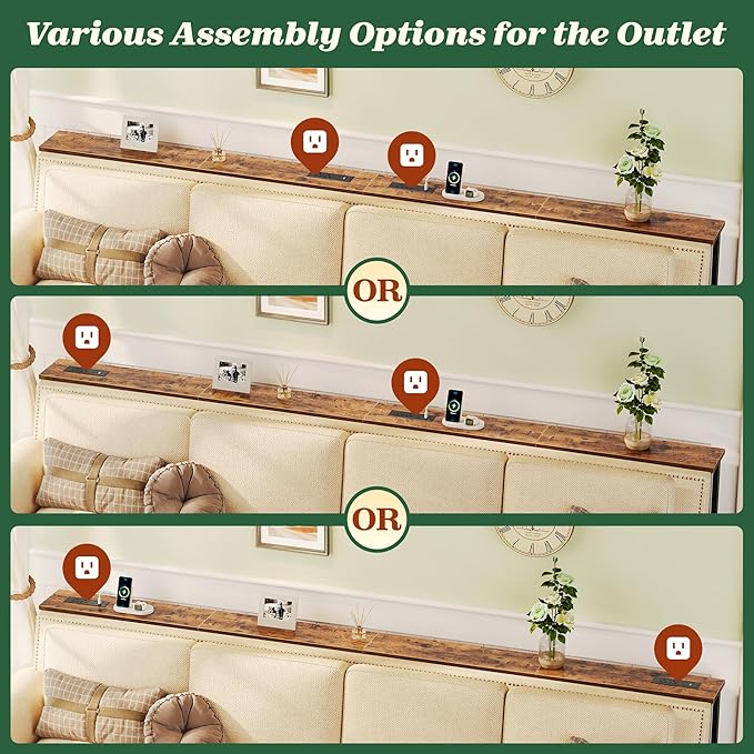 SUPERJARE 51.2 Inch Sofa Table with Power Outlet and USB-C Port, 5.9 Inch Narrow Console Table, Entryway Hallway Couch Table with Storage, Behind Sofa, Small Spaces, Living Room, Rusitc Brown