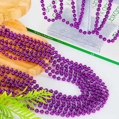 240PCS Purple Beads, Purple Beads Necklace Accessories, 33" Mardi Gras Halloween Necklaces Throw Accessories, Mardi Gras Wedding Birthday Celebrations Party Parade Decorations Bulk