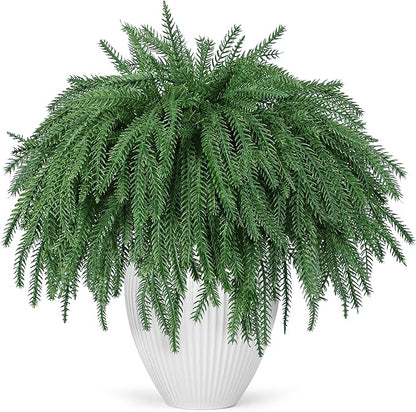 Der Rose 12Pcs Christmas Norfolk Pine Stems, 18 Inch Artificial Pine Branches Faux Cedar Stems Greenery Picks for Xmas DIY Crafts Wreath Garland Home Outdoor Christmas Decorations Indoor