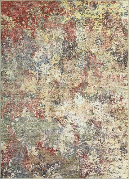 Washable Area Rug for Living Room: 5x7 Modern Abstract Neutral Soft Rug for Bedroom Dining Room No Slip Low Pile Carpet for Nursery Home Office - Red/Ivory