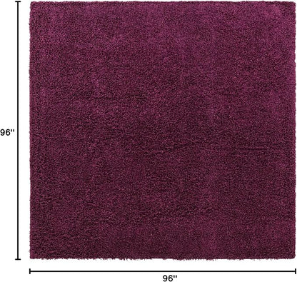 Unique Loom Solid Shag Collection Area Rug (8' Square, Eggplant Purple)