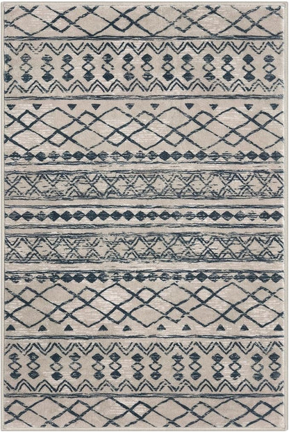 KUTA 3x5 Rugs for Entryway Boho Area Rug for Living Room, Moroccan Brown Black Washable Rugs Non Slip, Ultra Soft Print Distressed Geometric Low-Pile Entry Throw Carpet for Bedroom Nursery Dorm Decor