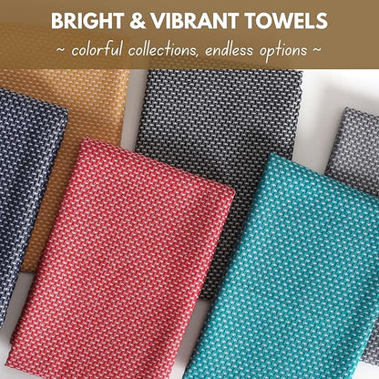 Native Fab 4 Pack Dotted Pattern Kitchen Dish Towels Cotton Super Absorbent Quick Drying Reusable 18x26 Inches - Bar Hand Towels, Kitchen Cleaning Towels with Hanging Loop, Navy