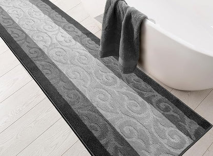 Custom Size Hallway Runner Rug, Slip Resistant, 26 Inch Wide x Your Choice of Length Size, Scroll Anthracite, 26 Inch X 16 Feet, Sold and Priced Per Foot