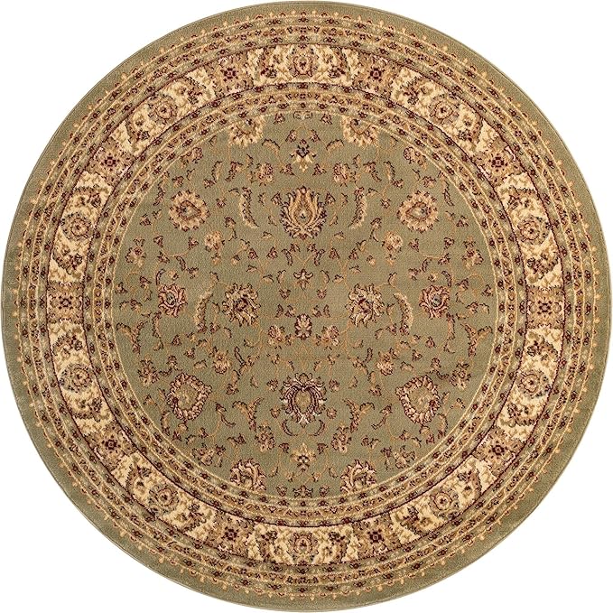 Rugs.com Aditi Collection Rug – 6' Round Green Low Rug Perfect for Kitchens, Dining Rooms