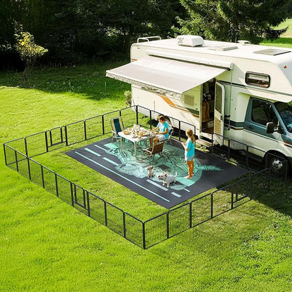 FXW Instant Unleashed Dog Playpen, Portable Pet Fence for Outdoor, RV Trips, and Camping, 24 inch, 32 Panels for Puppy and Small Dogs with 9' x 11' RV Mat│Patented