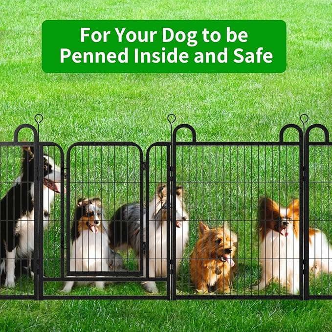 Dog Playpen Outdoor 24 Piece Panels Heavy Duty Dog Fence 32" Height Anti-Rust with Doors Portable for RV Camping Yard, Total 54FT, 227 Sq.ft, Snowy Black