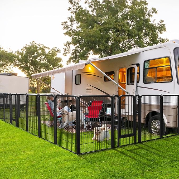 Yaheetech Dog Playpen Outdoor, 40 inch 16 Panels Dog Pen Indoor Heavy Duty Puppy Exercise Pen Metal Pet Fence for RV Camping/Yard/Garden