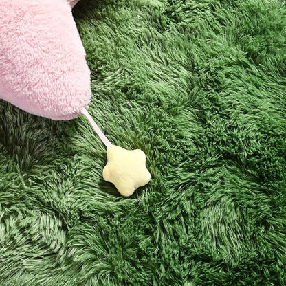 DweIke Luxury Fluffy Kids Rugs for Living Room Bedroom, 6x9 Large Shaggy Forest Green Area Rug for Girls Boys, Upgrade Plush Non-Slip and Washable Colorful Fuzzy Carpet for Dorm Nursery Decor