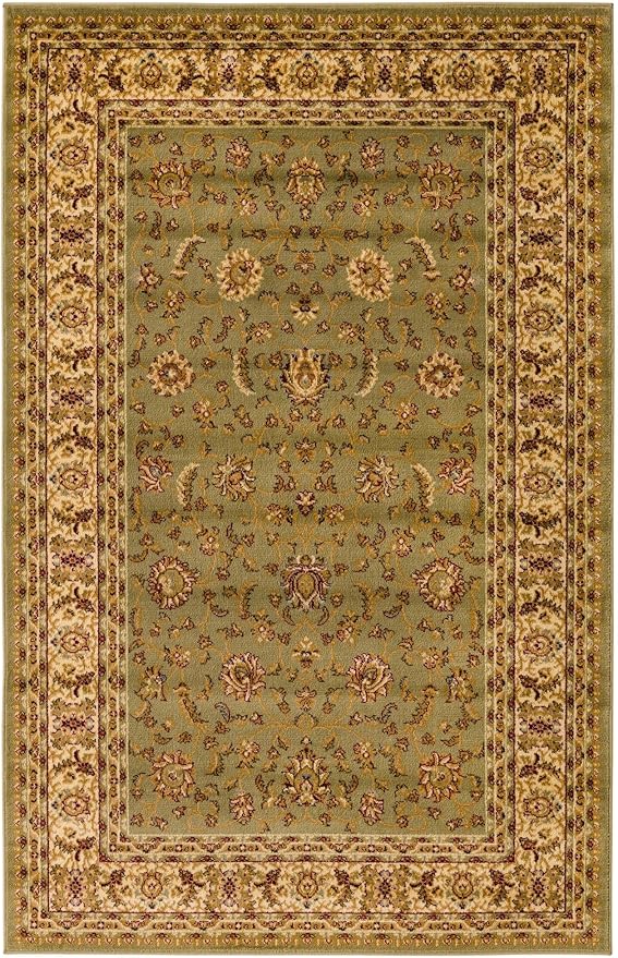 Rugs.com Aditi Collection Rug – 5' x 8' Green Low Rug Perfect for Living Rooms, Large Dining Rooms, Open Floorplans