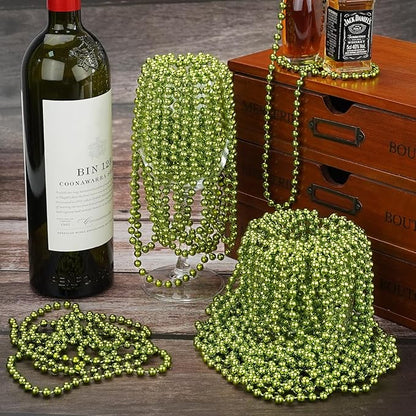 YAXINRUI 12 PCS St. Patricks Day Beads Necklace, Christmas Bead Necklaces, Light Green Mardi Gras Beads, 33 Inch Light Green Bead Necklaces for Mardi Gras St. Patricks Day Christmas Festive Events