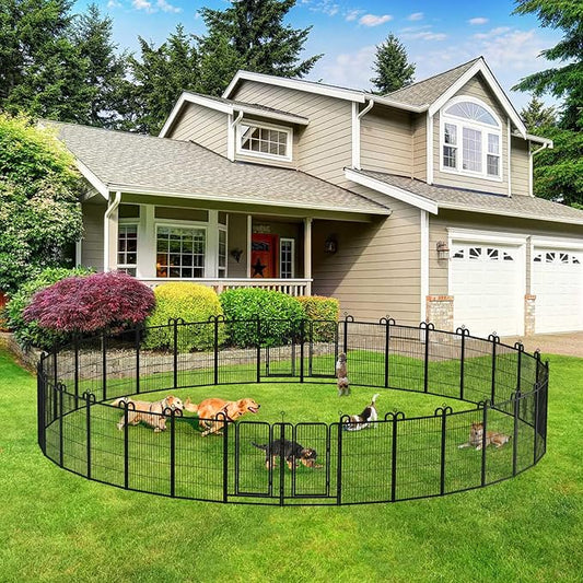 Dog Playpen Outdoor 32 Piece Panels Heavy Duty Dog Fence 40" Height Anti-Rust with Doors Portable for RV Camping Yard, Total 71FT, 406 Sq.ft, Snowy Black