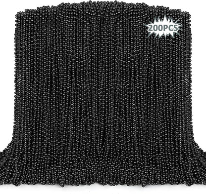 Bead Necklace, 200PCS New Years Eve Black Necklaces Stuff Accessories, 33" Mardi Gras Beads Necklace Costume Bulk, Festival Parade Throw for Halloween Wedding Party Events Supplies Decorations