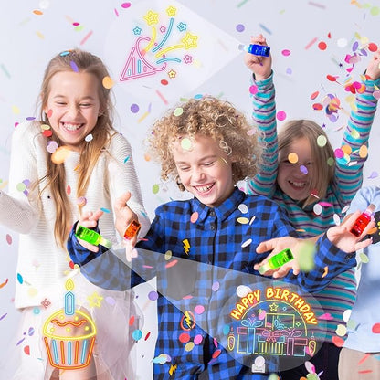 24PCS Neon Happy Birthday Party Favors LED Finger Lights：Glow-in-the-Dark Light-Up Toys Bulk for Kids 4-8-12,Goodie Bags for Kids Birthday Party Decorations Supplies, Classroom Prizes, Fun Gifts