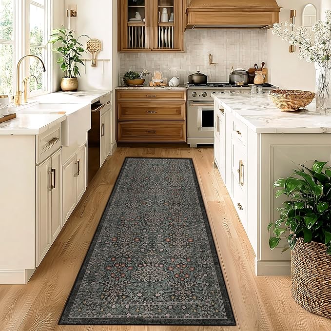 Hallway Runner 2.6x8 Area Rugs Washable Green Hallway Rug