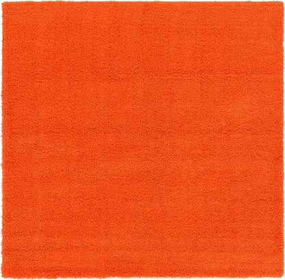Unique Loom Solid Shag Collection Area Rug (8' Square, Tiger Orange)