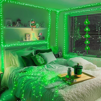 JMEXSUSS 600 LED Green Lights for Halloween Decorations, 168 Ft Green Christmas String Lights Outdoor Indoor Clear Wire Plug in for Halloween Christmas Tree Party Decor