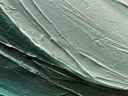 Art 30x60 inch Hand Painted Green and White Textured Oil Paintings Large Modern Abstract Canvas Art Home Wall Decoration