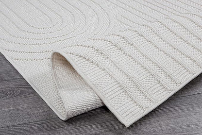 Beverly Rug Micro Loop Area Rug White 8x10 Modern Luxury Soft Circle Geometric Durable Indoor Area Rugs for Living Dining Room Office Stain Resistant Non Shedding Casual Indoor Carpet White 8 x 10