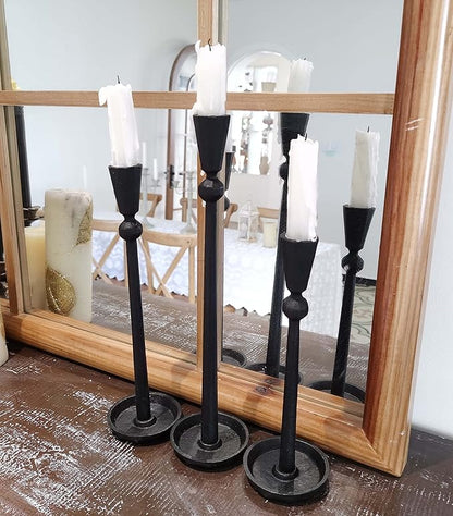 Iron Taper Candle Holder Set 3 - Decorative Candle Stand - Candlestick Holder for Wedding, Dinning, Party (Black)…