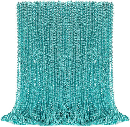 72PCS Mardi Gras Beads, Metallic Blue Bead Necklace Party Favors, 33" Mardi Gras Necklace Stuff, Festival Parade Throw Accessories for Wedding Birthday Gender Reveal Party Supplies Decor
