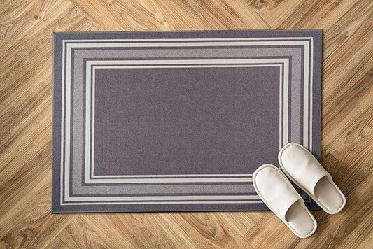 Modern Bordered Non Slip Indoor Runner Rugs for Living Room 2x3 Area Rugs for Kitchen, Rug for Bedroom, and Hallway, Stain Resistant Easy Cleaning Non Shedding Gray 2 x 3