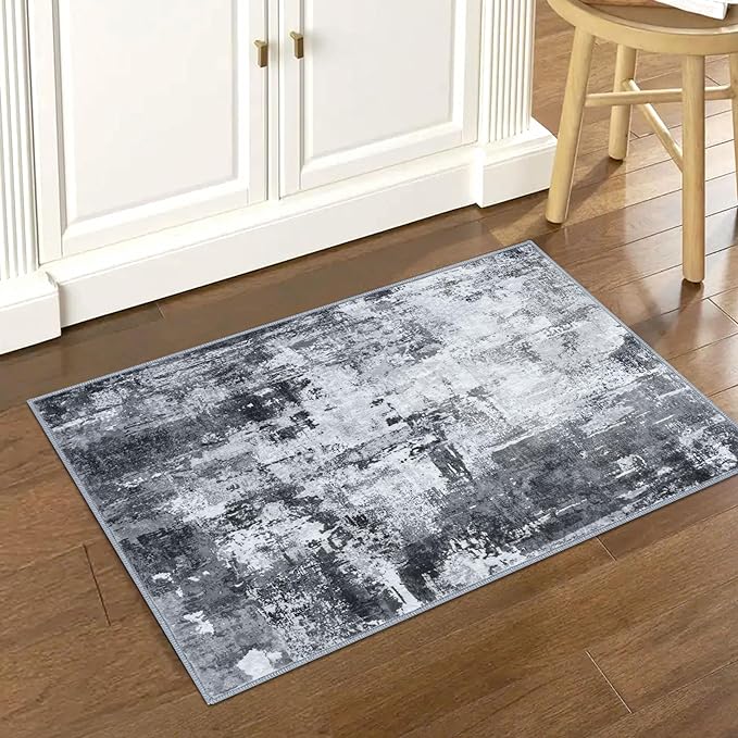 KOZYFLY 2x3 Rug Non-Slip Small Area Rug Abstract Machine Washable Indoor Front Door Mat Modern Rug for Entryway, Throw Rug with Low Pile Small Carpet for Bedroom, Living Room, Bathroom