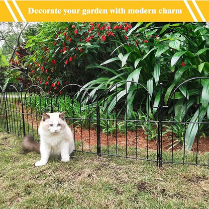 Garden Fence, 22 in(H) x 10.83 ft(L) Arched Rustproof Metal No Dig Fence Garden Fence Border, Ground Stake Animal Barrier Fence for Rabbit Dog, Outdoor Decor for Yard & Patio