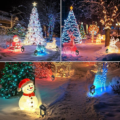 Banord RGBW Color Changing Outdoor Landscape Lighting, 10 Pack Low Voltage LED Outdoor Spotlight with Remote, IP65 Waterproof for Yard, Garden, Lawn