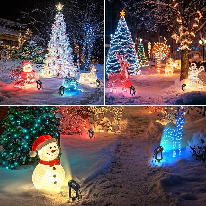 Banord RGBW Color Changing Outdoor Landscape Lighting, 8 Pack Low Voltage LED Outdoor Spotlight with Remote, IP65 Waterproof for Yard, Garden, Lawn