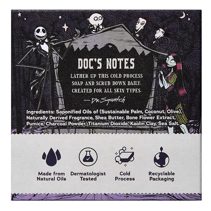 Dr. Squatch Nightmare Before Christmas Collection - Natural 4 Soap Gift Set - Cold Process Soap with No Harsh Chemicals - Skellington Suds, Oogie Boogie's Brew (4 Pack)