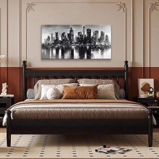 QSQ New York City Wall Art Brooklyn Bridge Wall Art Print Paintings Modern Cityscape Canvas Art Wall Decor Picture For Bedroom Apartment Office Home Decor Chicago Artwork 20 × 40 In