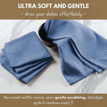 Native Fab 100% Cotton Kitchen Towels - 12 Pack, 16"x26", Absorbent, Quick-Dry, Durable, Washable Tea Towel with Hanging Loop - Cleaning Dish Towels for Home, Restaurant, Bar, Everyday Use, Light Blue
