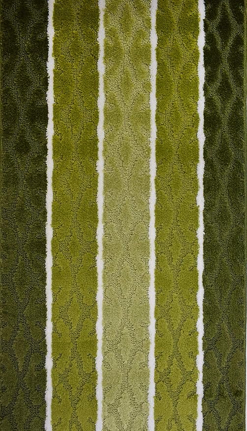 Custom Size Hallway Runner Rug, Slip Resistant, 26 Inch Wide x Your Choice of Length Size, Damask Green, 26 Inch X 35 Feet, Sold and Priced Per Foot