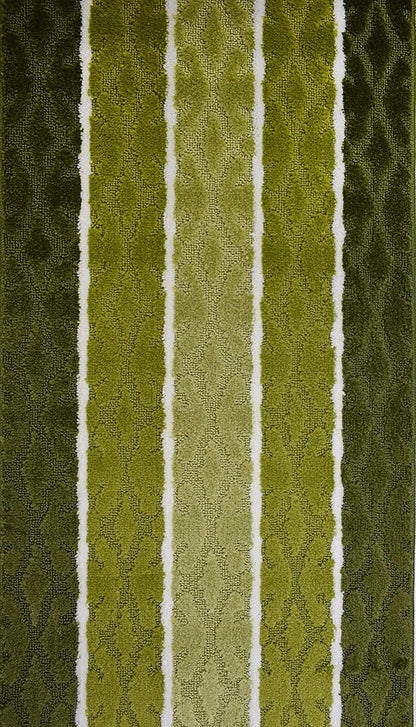 Custom Size Hallway Runner Rug, Slip Resistant, 26 Inch Wide x Your Choice of Length Size, Damask Green, 26 Inch X 21 Feet, Sold and Priced Per Foot