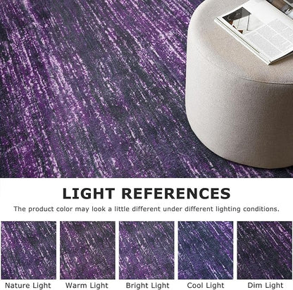 2x6 Modern Abstract Runner Rug for Hallways, Purple White Super Soft Hallway Decor Kitchen Rugs with Non-Slip, Non-Shedding Washable Runners for Entryway Bedroom Indoor