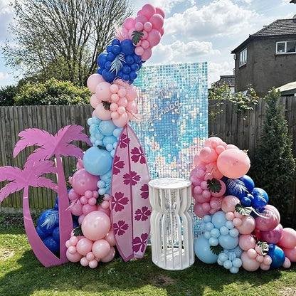 Pink and Blue Balloons, 12 Inch Macaron and Metallic Blue Pink Party Balloons for Gender Reveal Baby Shower Bridal Shower Summer Hawaiian Luau Birthday Party Decorations