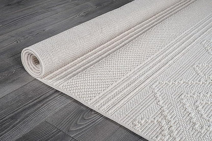 Beverly Rug Micro Loop Large Area Rug White 9x12 Modern Luxury Boho Geometric Durable Indoor Area Rugs for Living Dining Room Office Stain Resistant Non Shedding Casual Indoor Carpet White 9 x 12