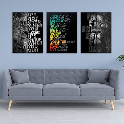 Motivational Canvas Painting Wall Art Execution Grind Hustle Inspirational Wall Art Success Entrepreneur Poster Positive Quotes Wall Poster Framed for Home Office Wall Decor[60''Wx 28''H]