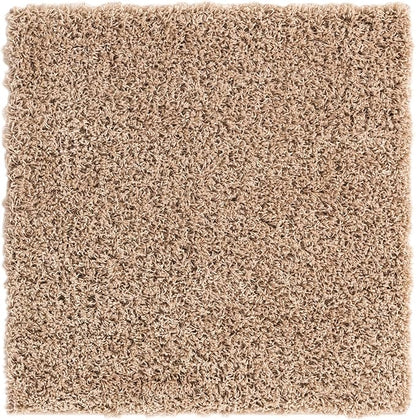 Unique Loom Solid Shag Collection Area Rug (3' 3" Square, Taupe)