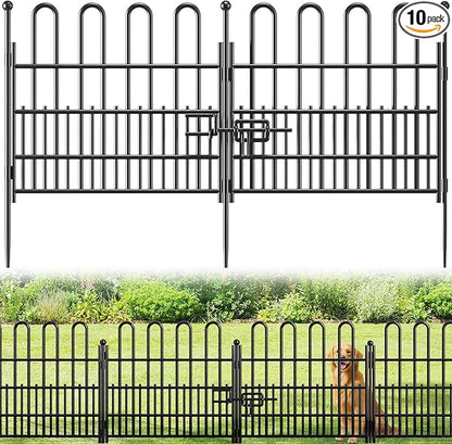 10 Panels Garden Fence with Latch Gate, 24.01in (H) X 20ft(L) Animal Barrier Fence with 1in Gaps for Rabits, Dog Fencing Outdoor for Yard, Flower Beds, Patios, Vegetable Patches